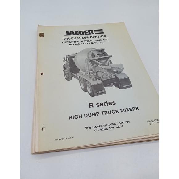 Jaeger Division R Series High Dump Truck Mixers Instructions Repair Parts Manual - Picture 2 of 12